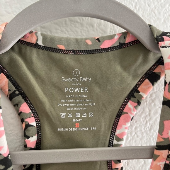 SWEATY BETTY | Limited Edition Floral Power Sports Bra in Green & Pink | Size S - Picture 7 of 12